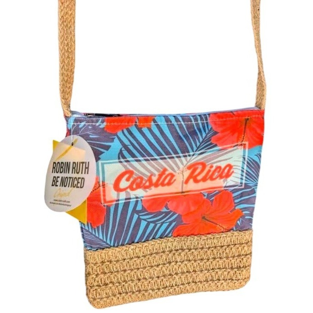 NWT AUTHENTIC Robin Ruth/Costa Rica ~ Crossbody Travel Pouch Tropical Jute Boho